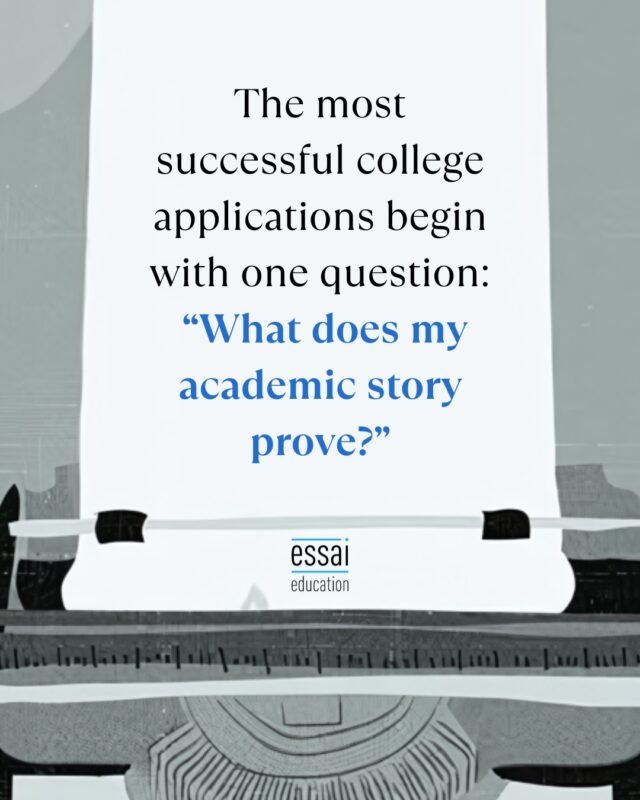 The most successful college applications start with the question, 'What does my academic story prove?'

From there, every essay, activity, and recommendation is reverse-engineered to support this thesis.

At Essai, we ensure that each part of your application tells a cohesive, authentic story.

#EssaiEducation #CollegeApplications #AcademicStory
