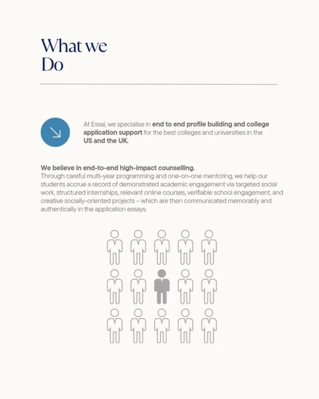 Many of you have joined us recently and have written to ask for details about our process. Here's what essai education is all about 💯

You can book a consultation with our team and make your dream college a reality - with the best support you can ask for!

#studyabroad #essai #ivyleague #highereducation