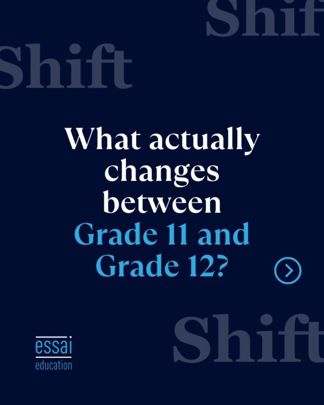 Moving from Grade 11 to Grade 12 isn’t just about a harder syllabus—it’s about a shift in perspective. 

11th grade is for exploration; 12th grade is for execution. 

At Essai, we help students navigate this transition by turning curiosity into a clear, authentic academic direction.

Is your 12th-grade strategy ready?

#HighSchoolSuccess #Grade12 #CollegeBound #AcademicStrategy #EssaiEducation