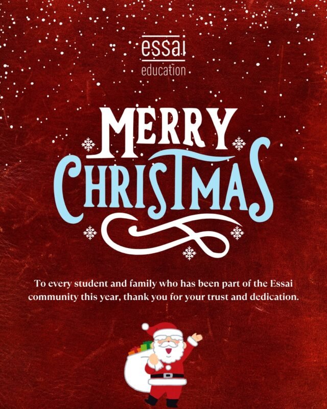 The holiday season is a reminder of reflection, gratitude, and growth.
To every student and family who has been part of the Essai community this year, thank you for your trust and dedication.

As you take a well-deserved break, we hope this season brings rest, clarity, and renewed purpose.
Wishing you a peaceful, joyful Christmas filled with warmth and inspiration.

#EssaiEducation #Christmas2025 #HolidaySeason #IvyLeagueJourney #StudentSuccess