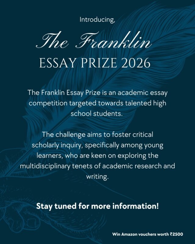 An academic essay competition for high school students aged 13–18, from anywhere in the world.

Pick a subject, choose a prompt, write under 1000 words, and win Amazon Gift Vouchers worth up to INR 2,500.

The best part? It's completely free to enter.

Applications are now open at https://essai.in/franklin-prize-2026/

Submissions close June 15, 2026.

#FranklinEssayPrize #EssaiEducation #HighSchool #EssayCompetition
