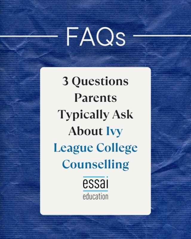 When should my child start preparing for Ivy League applications?
Ideally by Grade 9 or early Grade 10. Early planning allows time to build academic depth, extracurricular focus, and a strong narrative.

Is Ivy League admission only about grades and test scores?
No. Universities evaluate intellectual curiosity, initiative, leadership, and long term commitment alongside academic performance.

How does counselling actually help?
Structured guidance helps students make informed choices, avoid common mistakes, and align their profile with what top universities value.

#ParentFAQs #IvyLeaguePrep #CollegeCounselling #AdmissionsGuidance #EssaiEducation