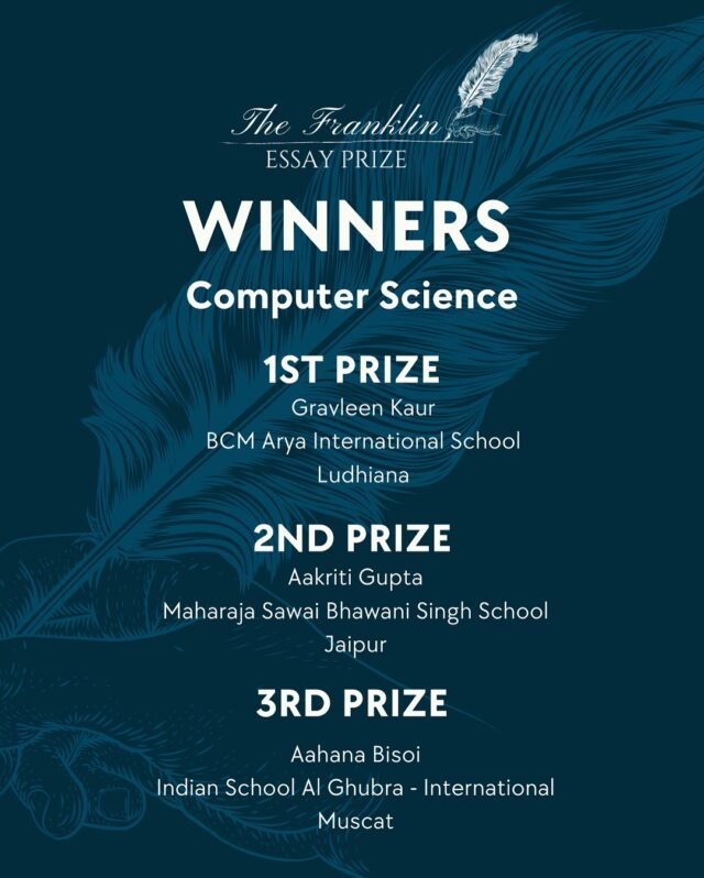 Congratulations to the winners of the Franklin Essay Prize 2025! 🏆✍️

Your hard work, creativity, and critical thinking truly stood out across Economics, Social Science, Psychology, General Science, and Computer Science.

We’re proud to celebrate young minds shaping the future of ideas and innovation.

#FranklinEssayPrize #EssayCompetition #StudentExcellence #YoungWriters #AcademicExcellence #FutureLeaders