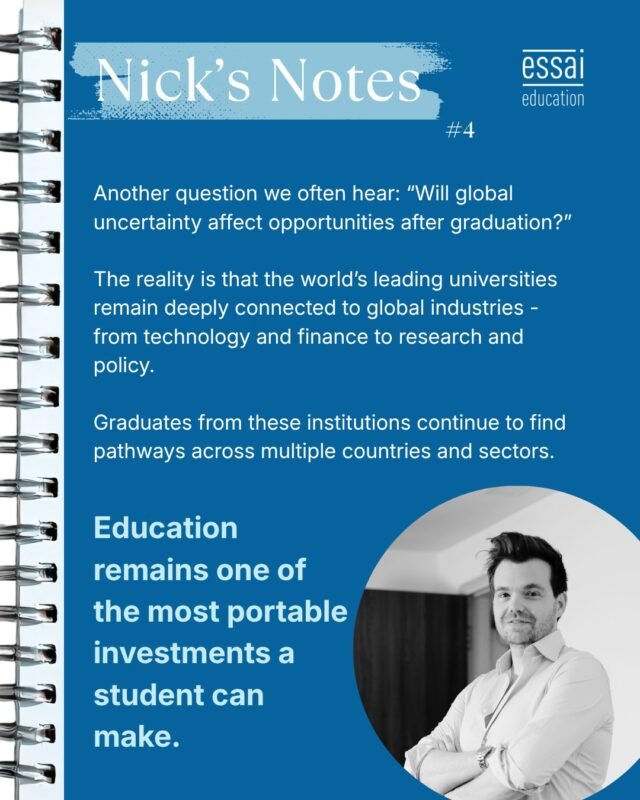 One of the biggest advantages of studying at leading universities is how connected they are to global industries. 

Whether it is technology, finance, or research, these institutions continue to open pathways across countries and sectors. 

Education remains one of the most flexible and valuable long-term investments.

#CareerPathways #HigherEducation #Essai #GlobalOpportunities #Admissions