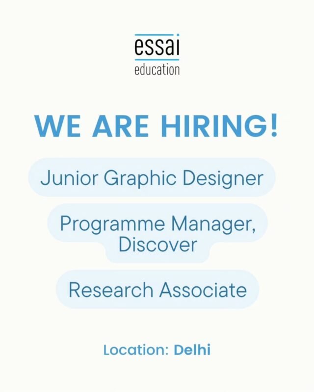 Our team is looking talented, driven, bright, and entrepreneurial members to join us! 

Go through the JDs here, and email us at hr@essai.in to send in your applications! We're excited to hear from you!

#studyabroad #jobopenings