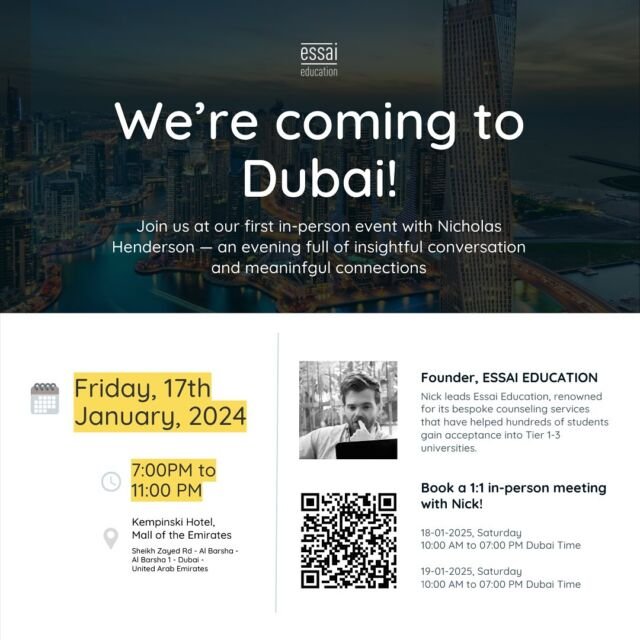 📣We’re coming to DUBAI!📣

Join us at our first in-person event with Nicholas Henderson — an evening full of insightful conversation and meaningful connections! Also get a chance to have a 1:1 meeting with Nick in Dubai, book your slot now via the link in our bio!