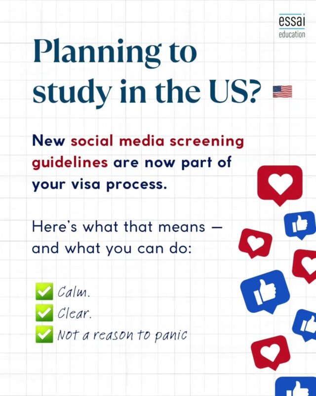 New social media screening guidelines worrying you? 

Take a breath, you've got this! For any tips, queries, doubts, reach out to our team. 

#essaieducation #highereducationabroad