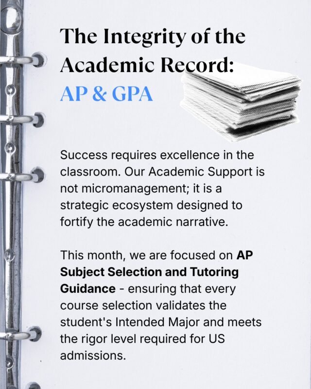 Grades matter, but so do choices.

Course rigor, subject alignment, and consistency reveal how a student has prepared for advanced study.

A strong academic record reflects intention, not just performance.

#AcademicPlanning #APStrategy #GPAContext #EssaiSupport #USAdmissions