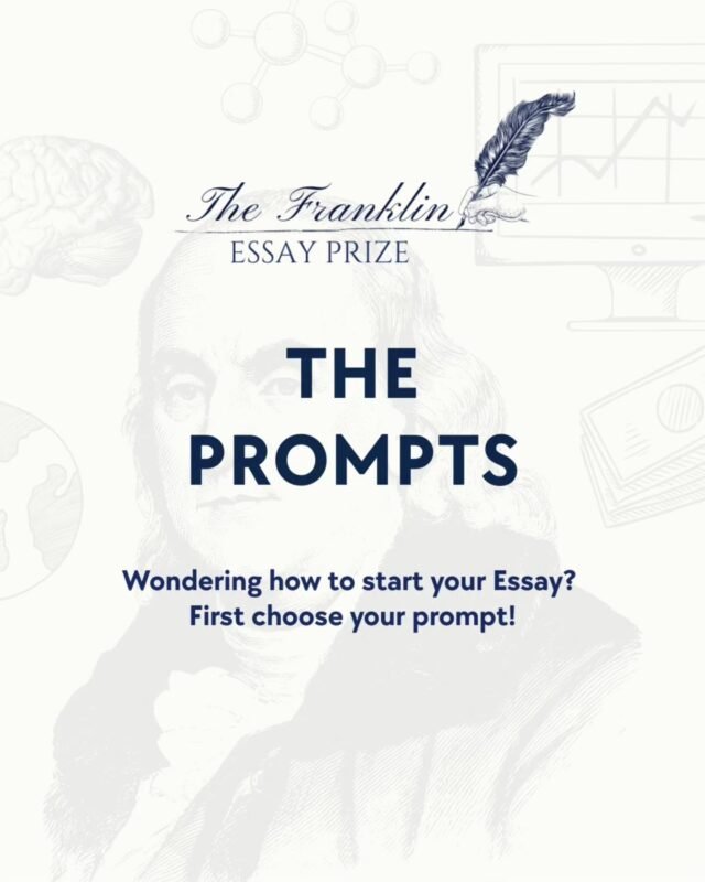 We're pleased to unveil the prompts for this year's #FranklinEssayPrize !

If you have original ideas that you're keen to work on, and wish to hone your craft and your ability to think critically, this is the perfect opportunity to exercise your creative muscle!

Feel free to DM us or write to us essayprize@essai.in for any questions you have! 

#Competition #essai #essaywriting #highschools