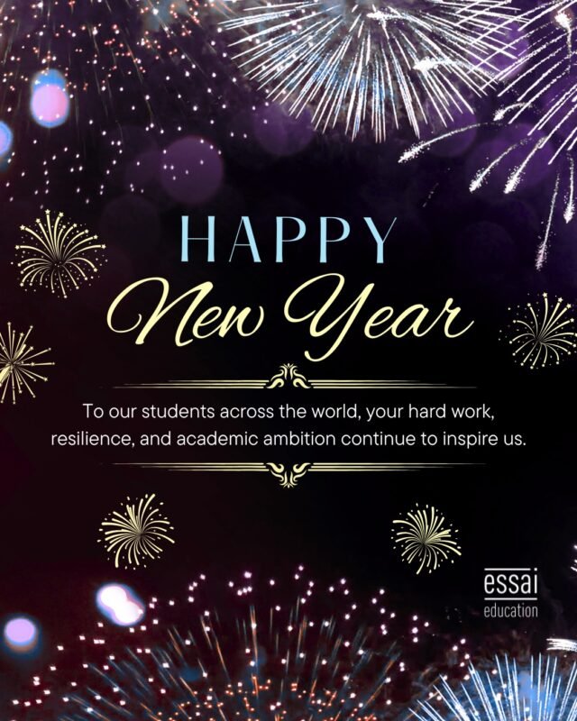 A new year brings new possibilities.

To our students across the world, your hard work, resilience, and academic ambition continue to inspire us.

As you step into the year ahead, may you move forward with confidence, focus, and a renewed commitment to your goals.

Essai looks forward to helping you reach new milestones in your academic journey.
Wishing you a successful and fulfilling New Year.

#EssaiEducation #NewYear2026 #CollegeAdmissions #IvyLeaguePrep #StudyAbroadJourney