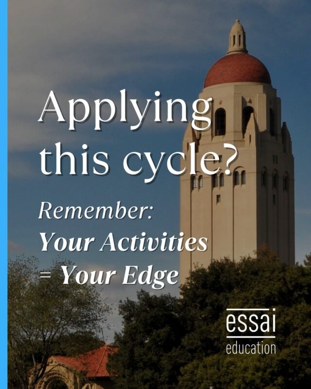 Your extracurriculars are your edge. 

High-caliber projects and coherent narratives stand out far more than scattered activities. 

At Essai, students pursue 50+ curated projects annually to maximize impact. 

#ExtracurricularsMatter #EssaiEducation #CollegeAdmissions #ApplicationStrategy #IvyLeague