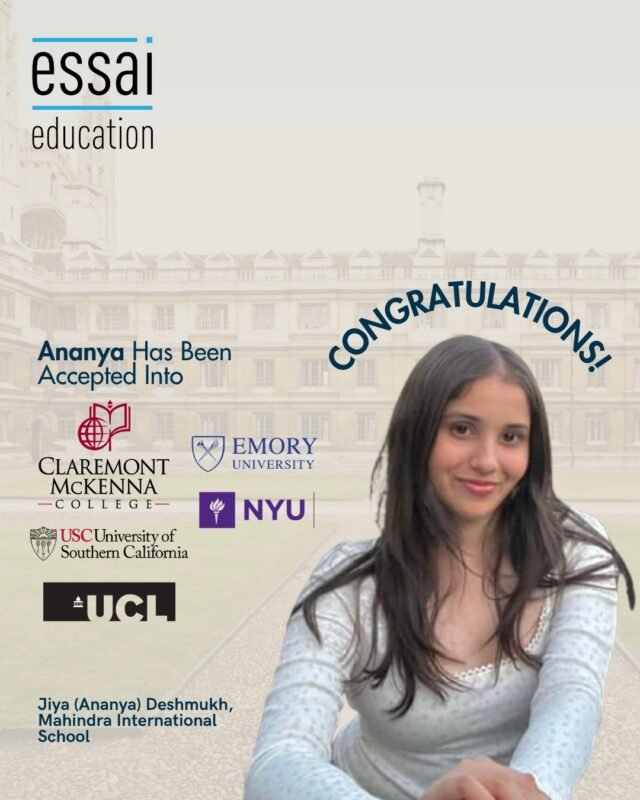 Working with Jiya was a breath of fresh air. Her kindness, her exceptional outlook towards ideas considered 'too great' for her young age, made it an absolute joy to work with. Besides, it helps that Jiya left us the sweetest note upon finishing:

'I started working with Nick and his team back in 10th grade and it was genuinely one of the best decisions I’ve ever made! Nick and his team helped shape my profile and helped make my essays sound like me. 
So grateful for all their support and I can’t wait to see what this next chapter brings! 🤍''

Congratulations Jiya, we just know the next chapter will only bring the greatest of accomplishments for you ❤️