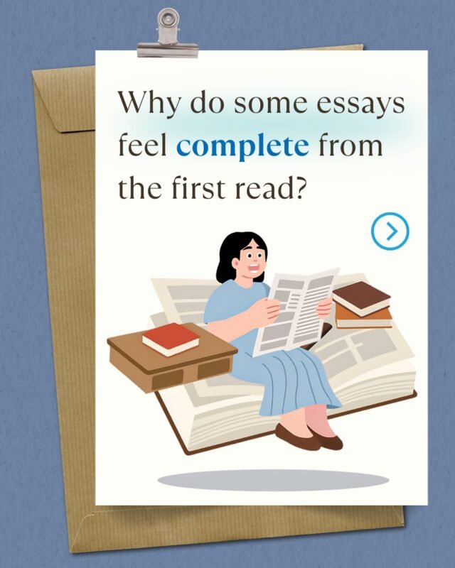 Why do some essays feel "complete" from the very first read? 

Because the thinking happened long before the writing started. 

A great essay is an articulation of a well-formed thought process developed through months of exploration.

Writing is the final step, not the first.

#CollegeEssay #PersonalStatement #WritingTips #AdmissionsEssay #Storytelling