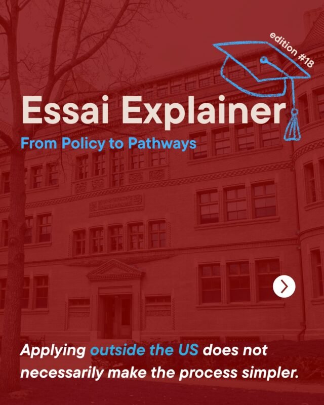 Applying outside the US does not necessarily make the process simpler. 🌍

International admissions is not one process repeated across countries; it is multiple systems operating simultaneously.

From the academic fit emphasized in Singapore and Hong Kong to the specific subject prerequisites in Europe, each system evaluates students differently.

Essai helps navigate these global complexities, managing timelines across overlapping deadlines and ensuring your profile resonates with every institution you touch.

#InternationalStudents #StudyAbroad #EssaiExplainer #GlobalEducation #CollegeApplications