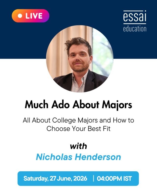 "All About College Majors and How to Select The Right One for Success." 🎓

Finding your academic direction in high school doesn't happen by accident; it happens by design.

In our next IG Live, Nick Henderson is laying out the exact blueprint for building a compelling major profile through:

💡 Pitching independent research projects
📝 Developing high-level writing pieces
💼 Maximizing your summer break

Whether you're a high schooler trying to find your niche or a parent helping map out the college journey, this session is for you.

🗓️ Save the Date: Saturday, June 27 at 4:00 PM IST!

#CollegeCounseling #SummerPlanning #HighSchoolStudent #CollegeApplications #Extracurriculars