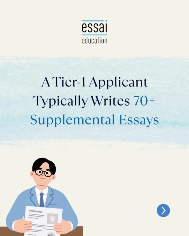 Most students underestimate how many essays go into a top-tier application.

Each university asks different questions, and together, these essays build your full narrative. 

This is where consistency becomes critical.

Strong applications are not just written. They are structured, refined, and aligned over time so that every part supports the same story.

That is what makes an application feel complete, not scattered.

Learn how Essai approaches essay strategy. Link in bio.

#CollegeEssays #AdmissionsStrategy #Essai #StudyAbroad #IvyLeague