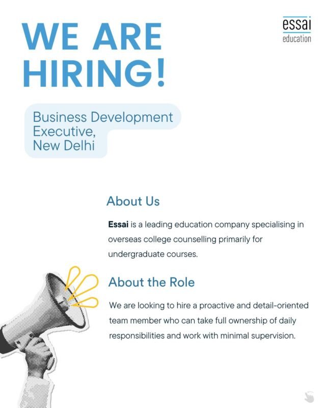 📢 We are hiring!! 📢

Email us with your cv and application at hr@essai.in