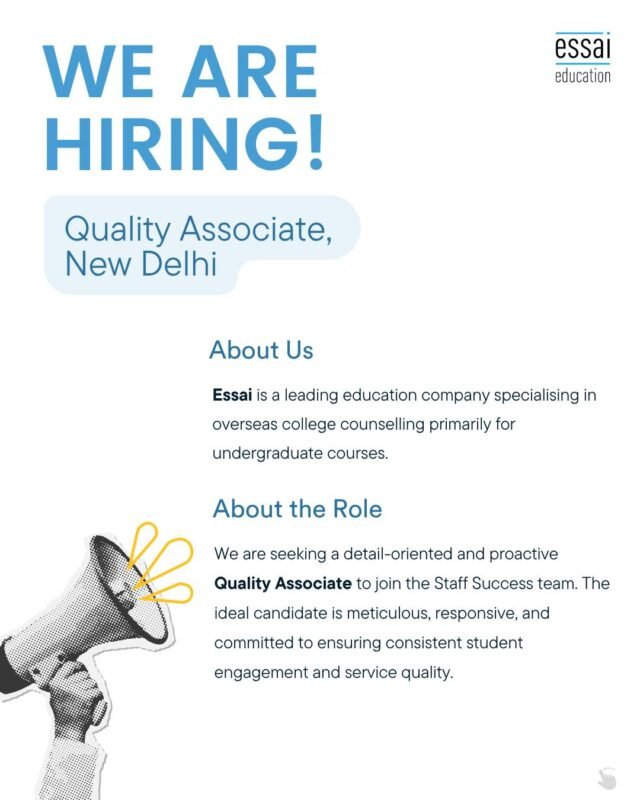 📢 We are hiring!! 📢

Email us with your cv and application at hr@essai.in