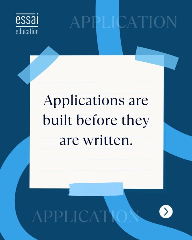 Applications are built before they are written. 

By the time you sit down to draft your essay, your course choices and activities have already laid the foundation. 

Writing is simply the process of articulating the work you've already done.

Start building early.

#ApplicationStrategy #WritingProcess #StudentSuccess #EssaiAdmissions #CollegePrep
